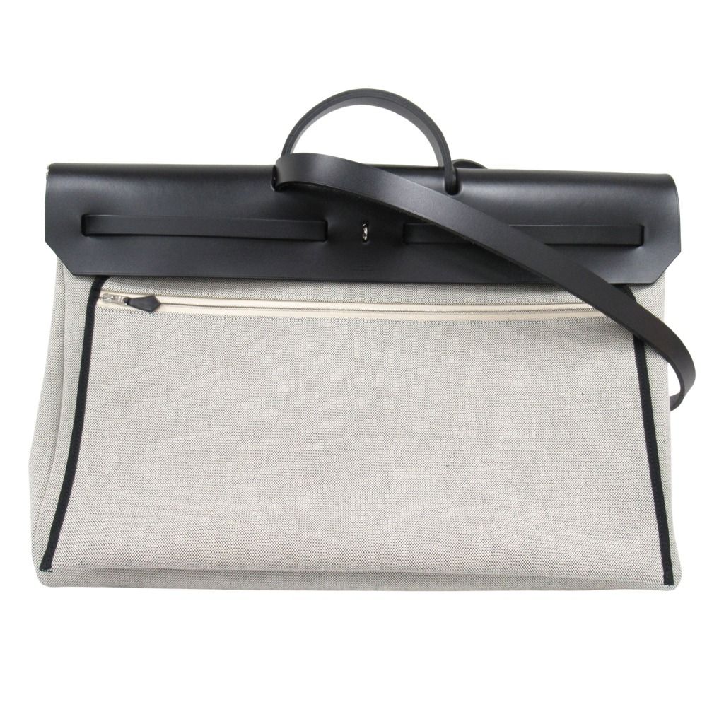 Hermes Herbag Zip 50 Cabin 2-Way Hand Shoulder Chaine D'ancre Ecru Black Handbag — view 2