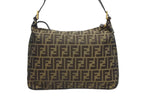 Fendi Mamma Baguette Handbag Zucca Pattern Brown Leather Canvas Gold — view 3