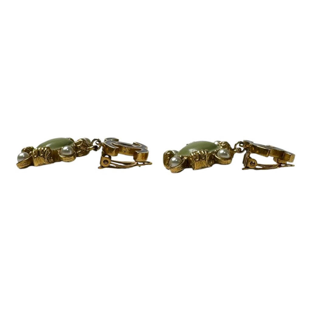 Chanel CC Logo Drop Faux Pearl Earrings — view 4