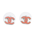 Chanel Earrings CC Logo Mini Orange Silver 04 One Side CC