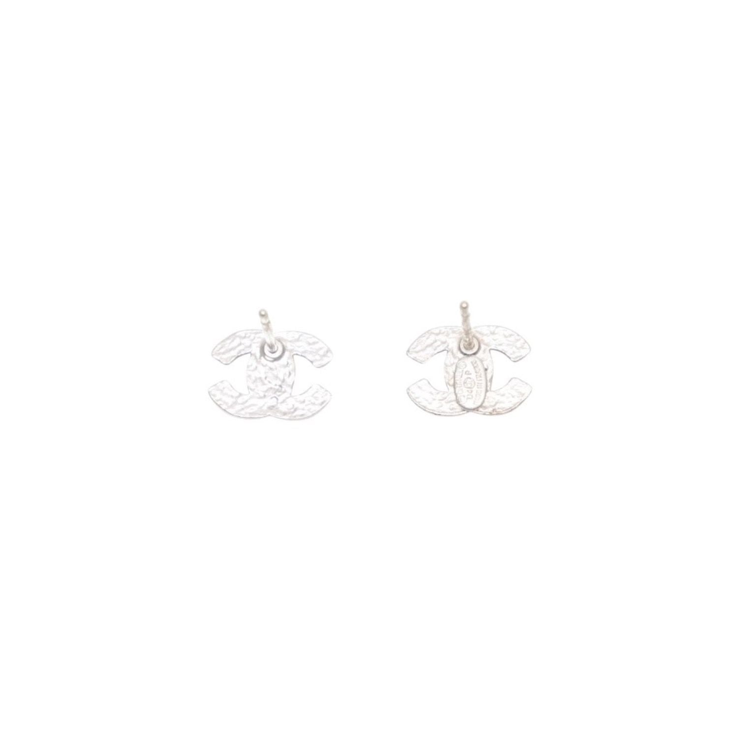 Chanel Earrings CC Logo Mini Orange Silver 04 One Side CC — view 5