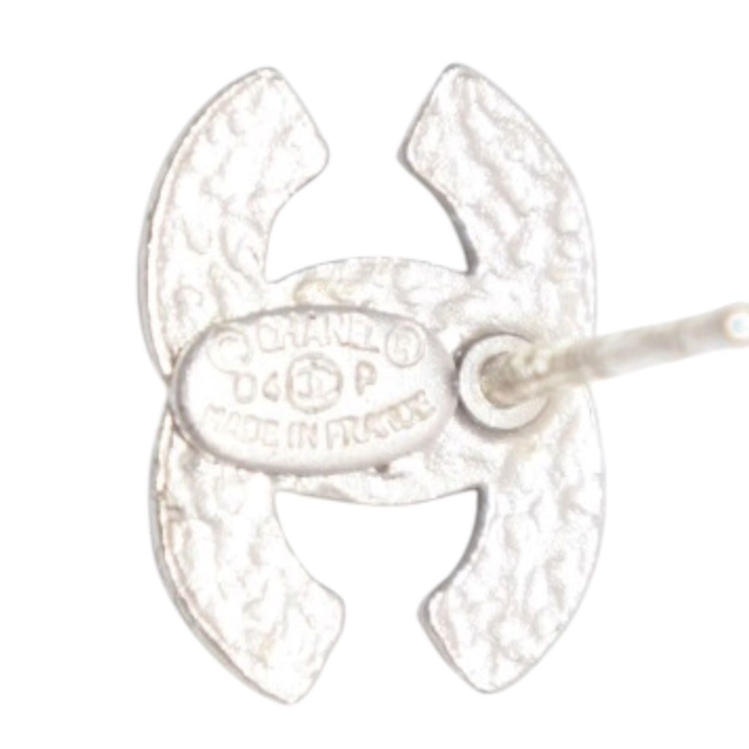 Chanel Earrings CC Logo Mini Orange Silver 04 One Side CC — view 7