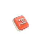 Chanel Earrings CC Logo Square Button Orange Gold — view 4