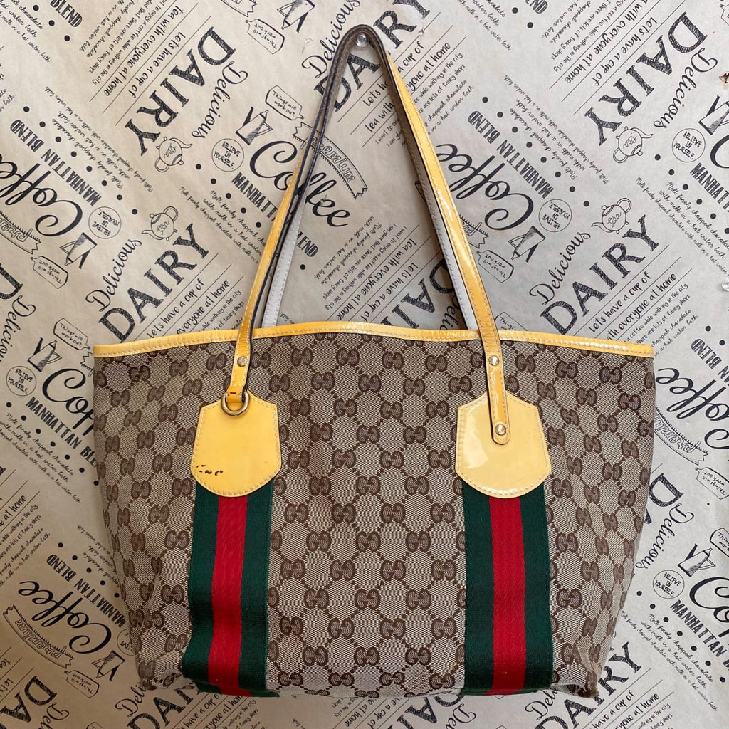 Gucci Tote GG Canvas Sherry Line Abbey Yellow Business Travel — view 2