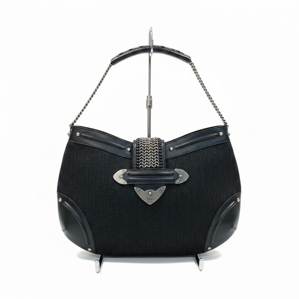 Dior E4 Galliano Era Chain Mail One Handle Bag John Chainmail Detail Bag Black