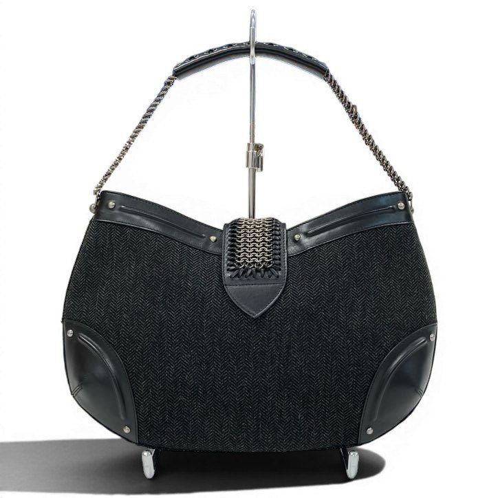 Dior E4 Galliano Era Chain Mail One Handle Bag John Chainmail Detail Bag Black — view 5