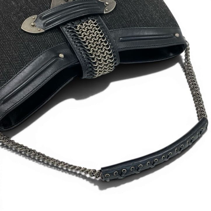 Dior E4 Galliano Era Chain Mail One Handle Bag John Chainmail Detail Bag Black — view 7