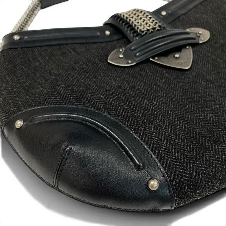 Dior E4 Galliano Era Chain Mail One Handle Bag John Chainmail Detail Bag Black — view 8