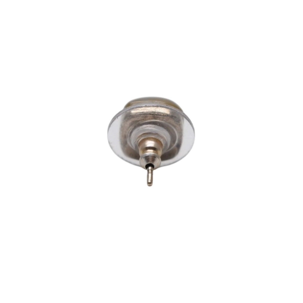 Chanel Earrings CC Logo Button Clear Glitter Silver Mini — view 4
