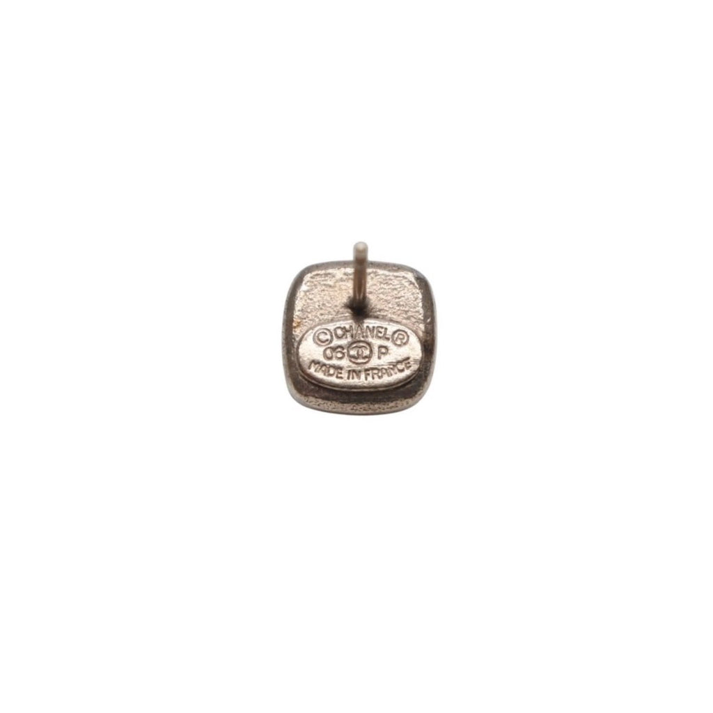 Chanel Earrings CC Logo Button Clear Glitter Silver Mini — view 7