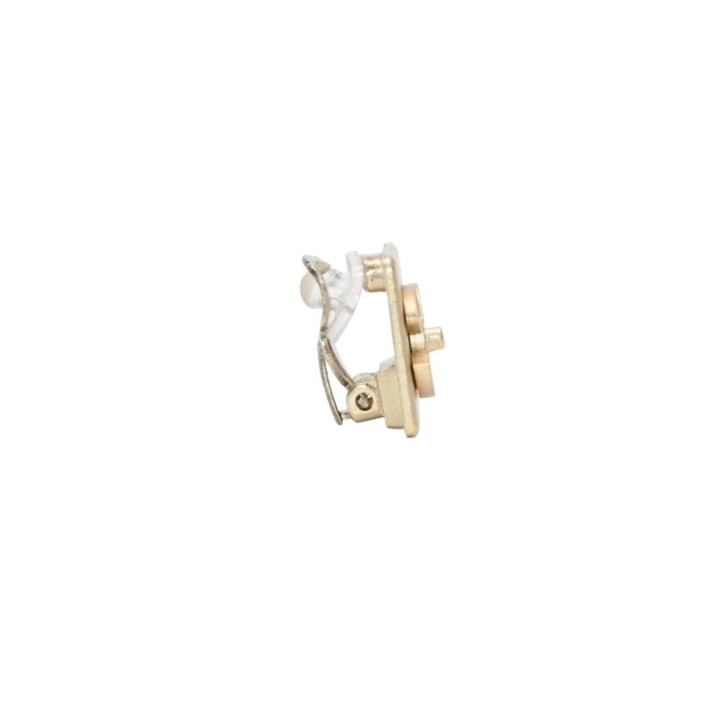 Chanel Earrings Logo Turnlock Square CC Gold Clip on CC — view 4