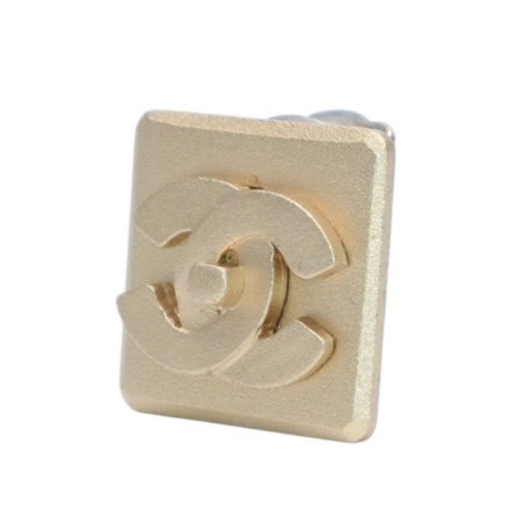 Chanel Earrings Logo Turnlock Square CC Gold Clip on CC — view 2