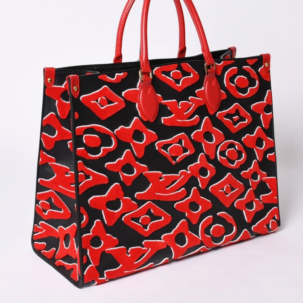 Louis Vuitton On The Go GM Monogram Tufted Black Red Tote Bag — view 4