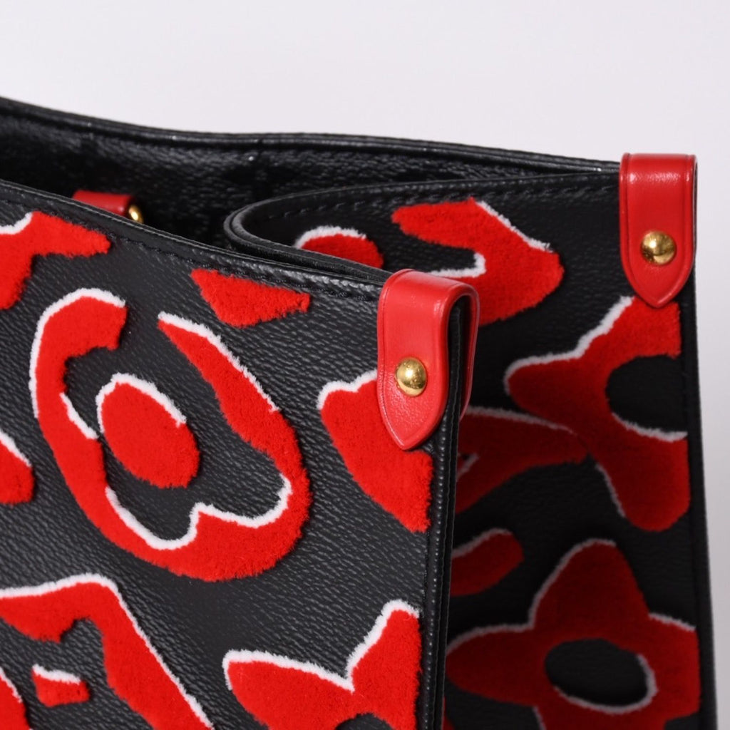 Louis Vuitton On The Go GM Monogram Tufted Black Red Tote Bag — view 6
