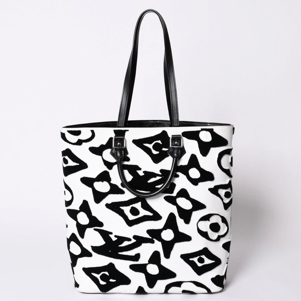 Louis Vuitton LV Xuf Cabas Tufted Monogram Tote Bag Black White — view 2