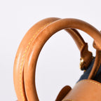 Louis Vuitton Pleaty Handbag Monogram Denim Leather Blue Gold — view 7