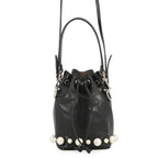 Fendi Montresor Mini Faux Pearl Leather 2-Way Shoulder Bag Black