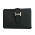 Hermes Bearn Convenience Epsom Black Silver Trifold Wallet