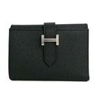 Hermes Bearn Convenience Epsom Black Silver Trifold Wallet