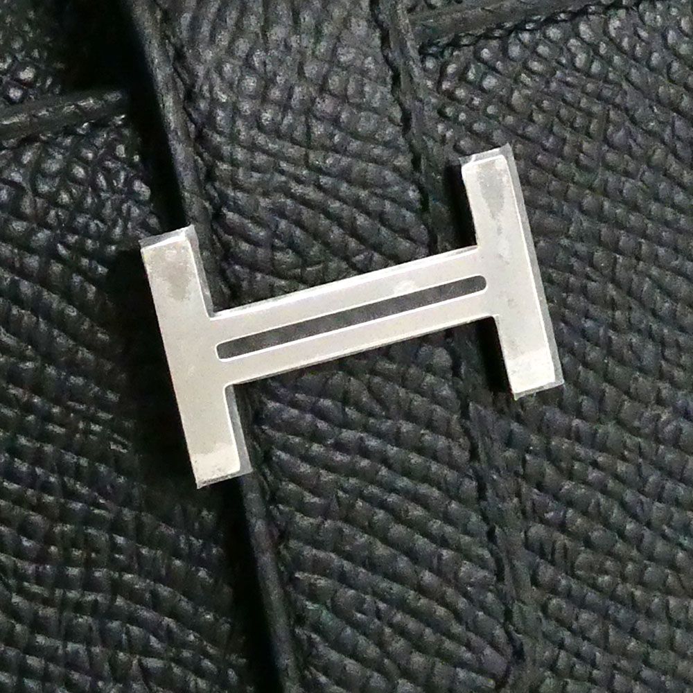 Hermes Bearn Convenience Epsom Black Silver Trifold Wallet — view 7