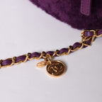 Chanel CC Logo Vanity 2-Way Shoulder Bag Shearling Purple Gold — view 8