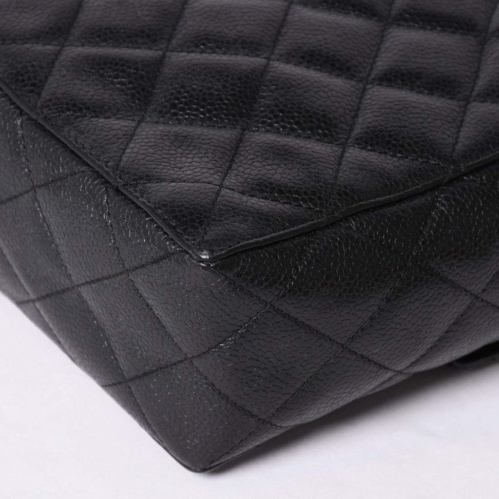 Chanel Shoulder Bag CC Logo Caviar Leather Black Quilted Gold — view 8