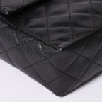 Chanel Shoulder Bag CC Logo Caviar Leather Black Quilted Gold — view 7