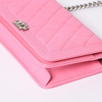 Chanel Boy Chain Wallet CC Logo Caviar Leather Pink Shoulder Bag — view 6