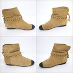 Chanel Short Boots Beige Black Suede 35c — view 3