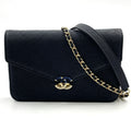 Chanel Half Coco Wallet Caviar Leather Black Chain Shoulder Bag Gold