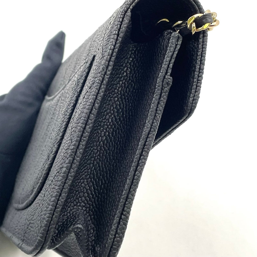 Chanel Half Coco Wallet Caviar Leather Black Chain Shoulder Bag Gold — view 7