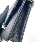 Chanel Half Coco Wallet Caviar Leather Black Chain Shoulder Bag Gold — view 6