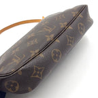 Louis Vuitton Pochette Monogram Leather Brown Handbag Gold — view 9