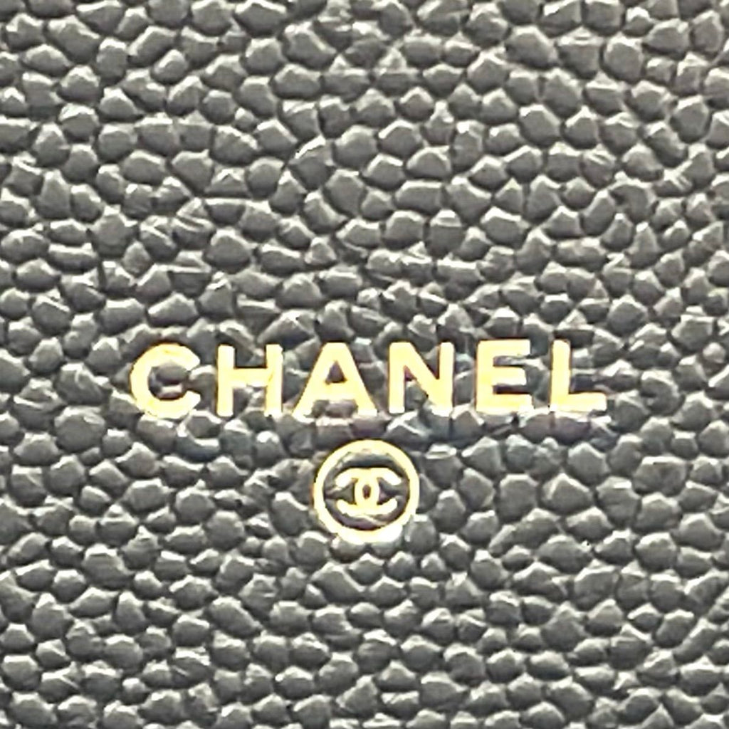 Chanel Half Coco Wallet Caviar Leather Black Chain Shoulder Bag Gold — view 4