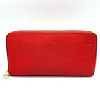 Loewe Anagram Linen Zip Around Leather Red Wallet Gold