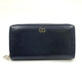Gucci Zip Around Leather Black Wallet Silver