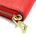 Loewe Anagram Linen Zip Around Leather Red Wallet Gold — view 9