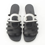 Hermes Camellia Chaine Sandals Black White — view 2