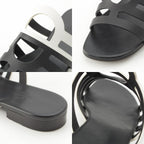 Hermes Camellia Chaine Sandals Black White — view 8