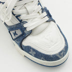 Louis Vuitton LV Denim Leather Low Cut Sneakers Blue — view 6