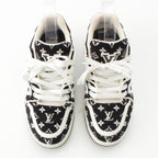 Louis Vuitton LV Velour Leather Low Cut Sneakers Shoes Black — view 2