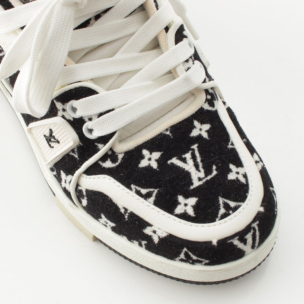 Louis Vuitton LV Velour Leather Low Cut Sneakers Shoes Black — view 6