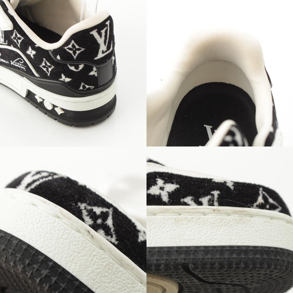 Louis Vuitton LV Velour Leather Low Cut Sneakers Shoes Black — view 9