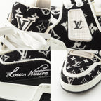 Louis Vuitton LV Velour Leather Low Cut Sneakers Shoes Black — view 8