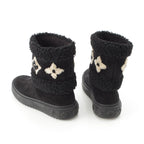 Louis Vuitton Boa Snowdrop Line Monogram Shearling Boots Black — view 4