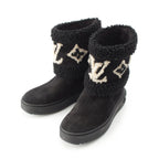 Louis Vuitton Boa Snowdrop Line Monogram Shearling Boots Black