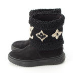 Louis Vuitton Boa Snowdrop Line Monogram Shearling Boots Black — view 3