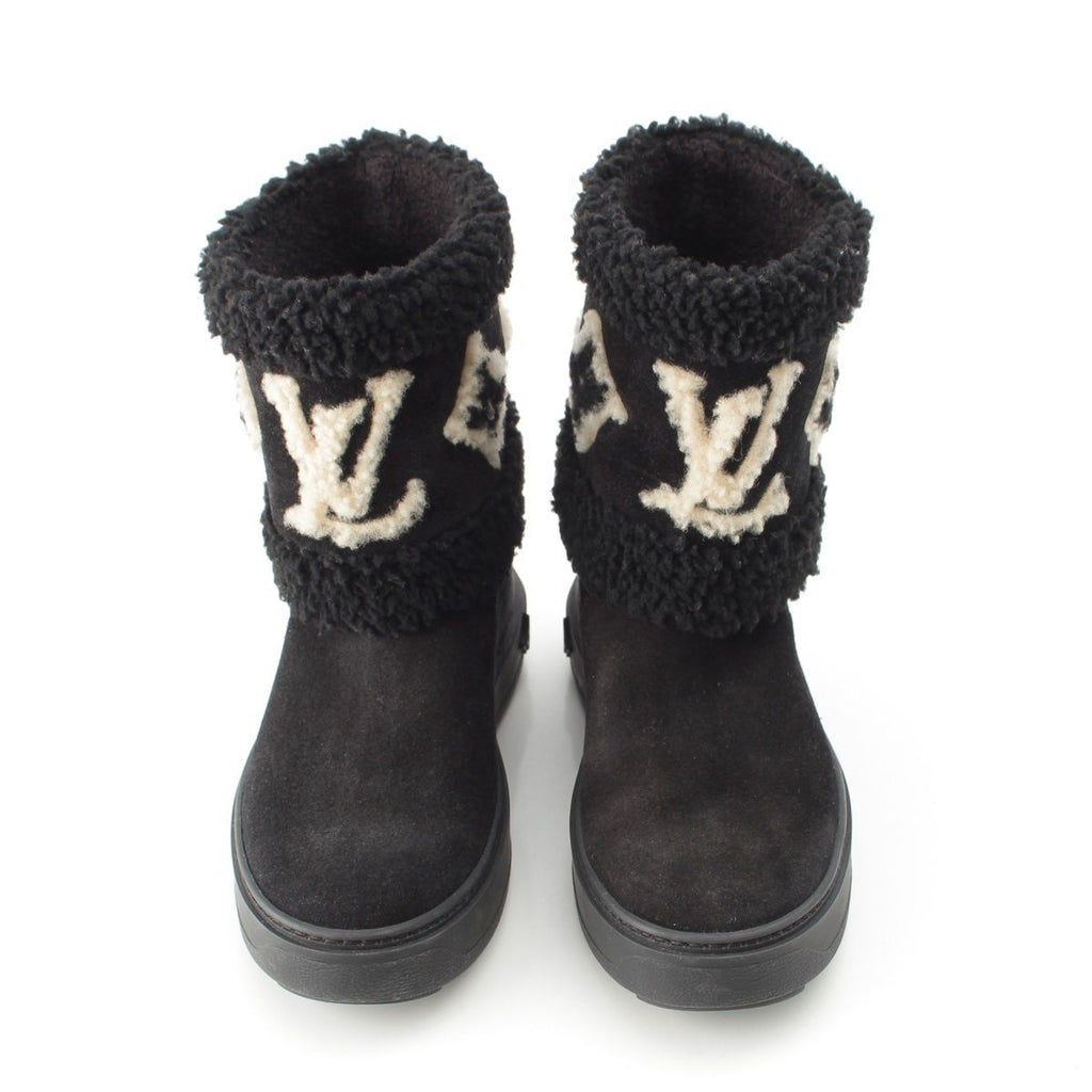 Louis Vuitton Boa Snowdrop Line Monogram Shearling Boots Black — view 2