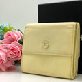 Chanel Wallet Trifold Lambskin White Coco Button Billfold Coin Card