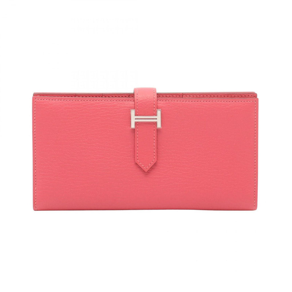 Hermes Bifold Wallet Bearn Souffle Pink Leather Rose Azalea